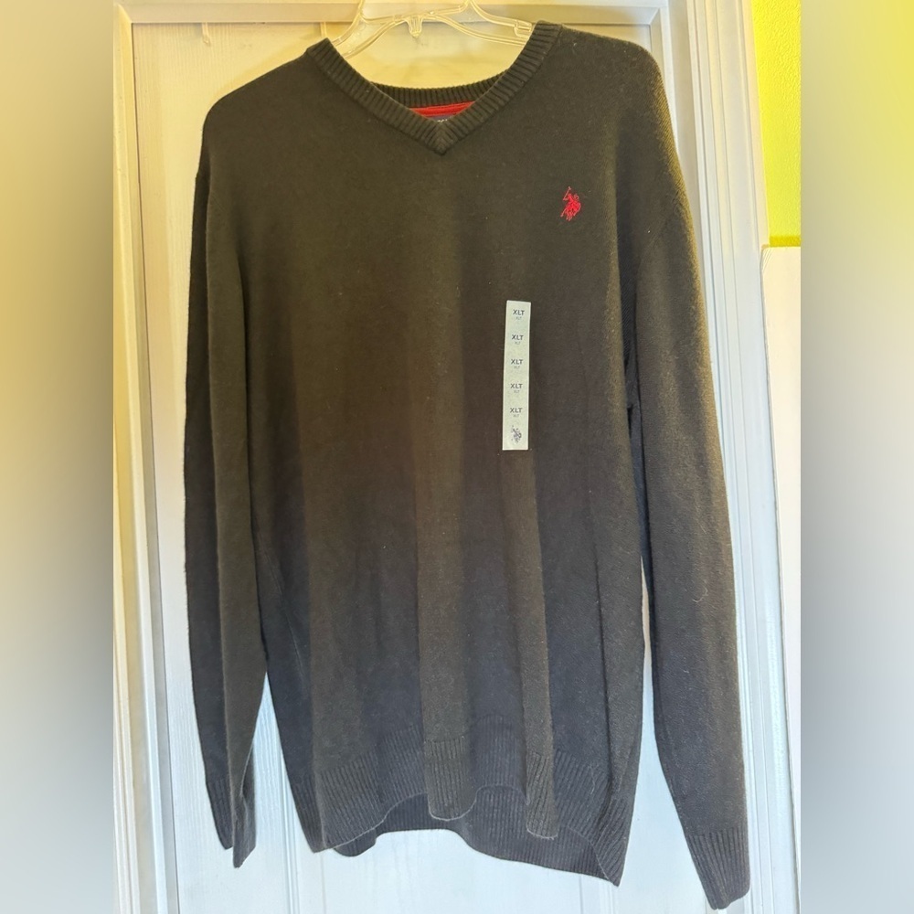 U. S. Polo Assn. Big & Tall 100% Acrylic Black Long Sleeve Sweater